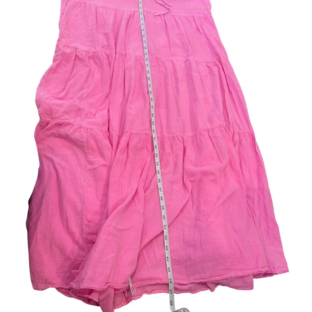 HONORINE Hibiscus Giselle Midi Dress Womens Pink Cotton Gauze Tiered Size M - Picture 8 of 8